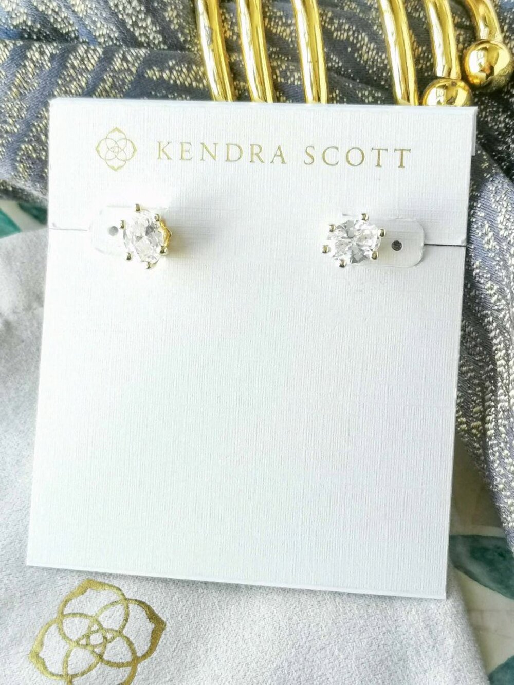 Kendra Scott Gold-Plated Clear Stone Stud Earrings